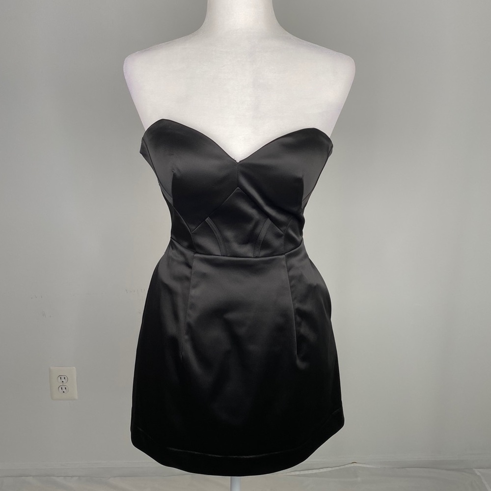 Bebe Black Strapless Mini Dress Sz 2